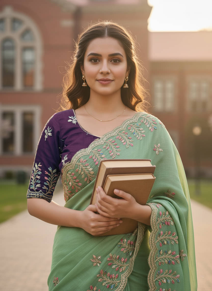     			Avenue Creation Chiffon Embroidered Regular Saree With Unstitched Blouse Piece ( Sea Green )