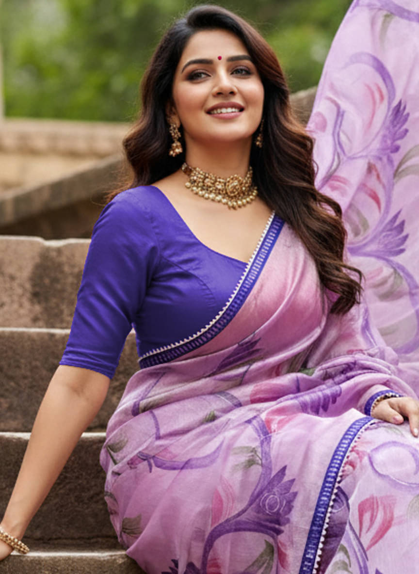 Avenue Creation Jimmy Choo Printed Regular Saree With Unstitched Blouse Piece ( Wine ) Avenue Creation Jimmy Choo Printed Regular Saree With Unstitched Blouse Piece ( Wine )