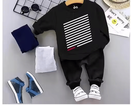 BABU TABU Pack of 1 Baby Boys Cotton Blend T-Shirt & Capris Set ( Black )     			BABU TABU Pack of 1 Baby Boys Cotton Blend T-Shirt & Capris Set ( Black )