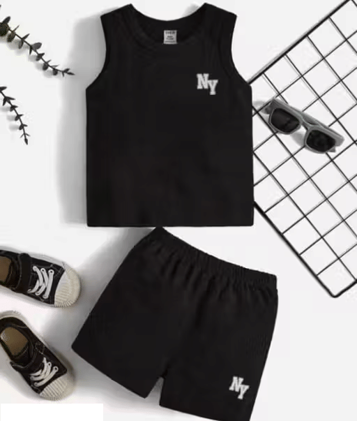     			BABU TABU Pack of 1 Baby Boys Cotton T-Shirt & Shorts Set ( Black )