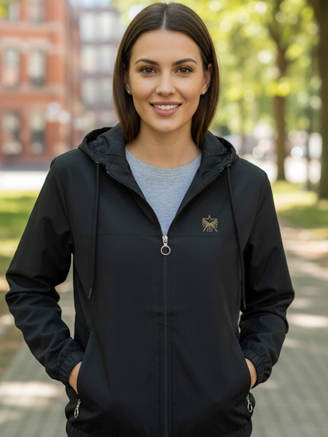     			BLISS BOYS Women Hooded Bomber Jacket ( Black )