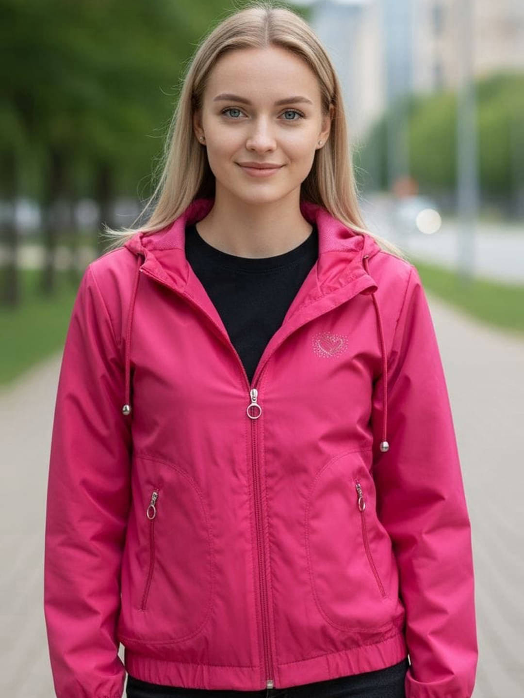 BLISS BOYS Women Hooded Bomber Jacket ( Pink ) BLISS BOYS Women Hooded Bomber Jacket ( Pink )