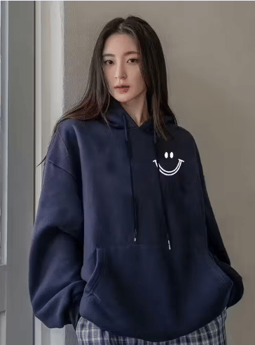 BOUNCE BACK Women Cotton Blend Hooded Sweatshirt For Light Winters ( Navy ) BOUNCE BACK Women Cotton Blend Hooded Sweatshirt For Light Winters ( Navy )