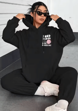 BOUNCE BACK Women Cotton Blend Hooded Sweatshirt For Light Winters ( Black ) BOUNCE BACK Women Cotton Blend Hooded Sweatshirt For Light Winters ( Black )