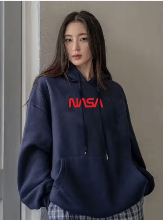 BOUNCE BACK Women Cotton Blend Hooded Sweatshirt For Light Winters ( Navy Blue ) BOUNCE BACK Women Cotton Blend Hooded Sweatshirt For Light Winters ( Navy Blue )