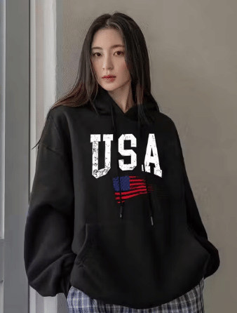 BOUNCE BACK Women Cotton Blend Hooded Sweatshirt For Light Winters ( Black ) BOUNCE BACK Women Cotton Blend Hooded Sweatshirt For Light Winters ( Black )