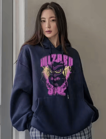     			BOUNCE BACK Women Cotton Blend Hooded Sweatshirt For Light Winters ( Navy )