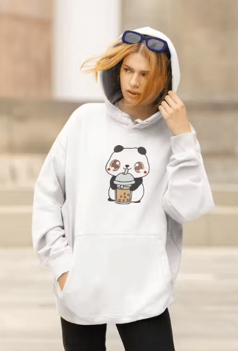 BOUNCE BACK Women Cotton Blend Hooded Sweatshirt For Light Winters ( White ) BOUNCE BACK Women Cotton Blend Hooded Sweatshirt For Light Winters ( White )