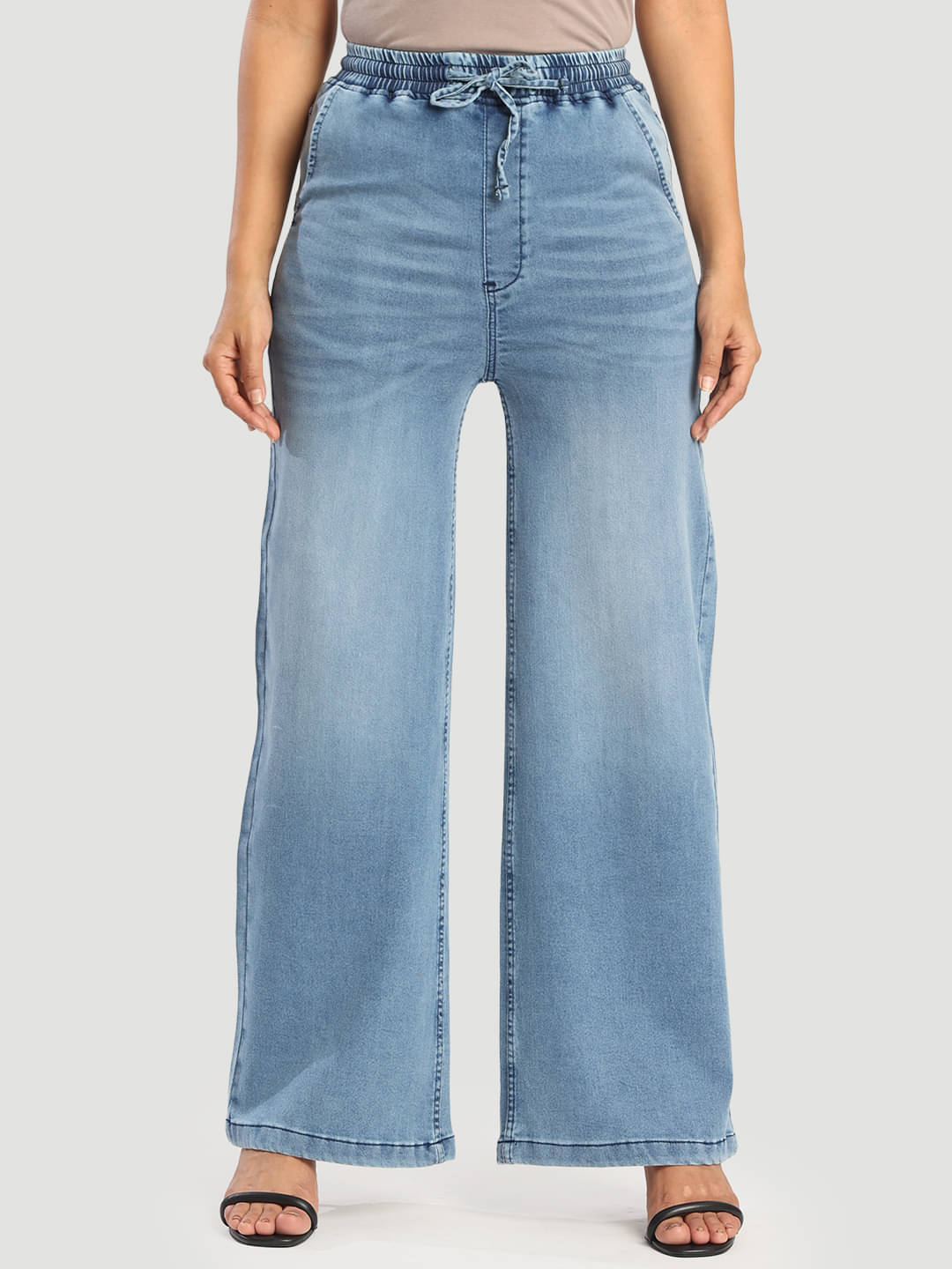     			Bene Kleed Women's Wide Leg High-Rise Jeans ( Light Blue )