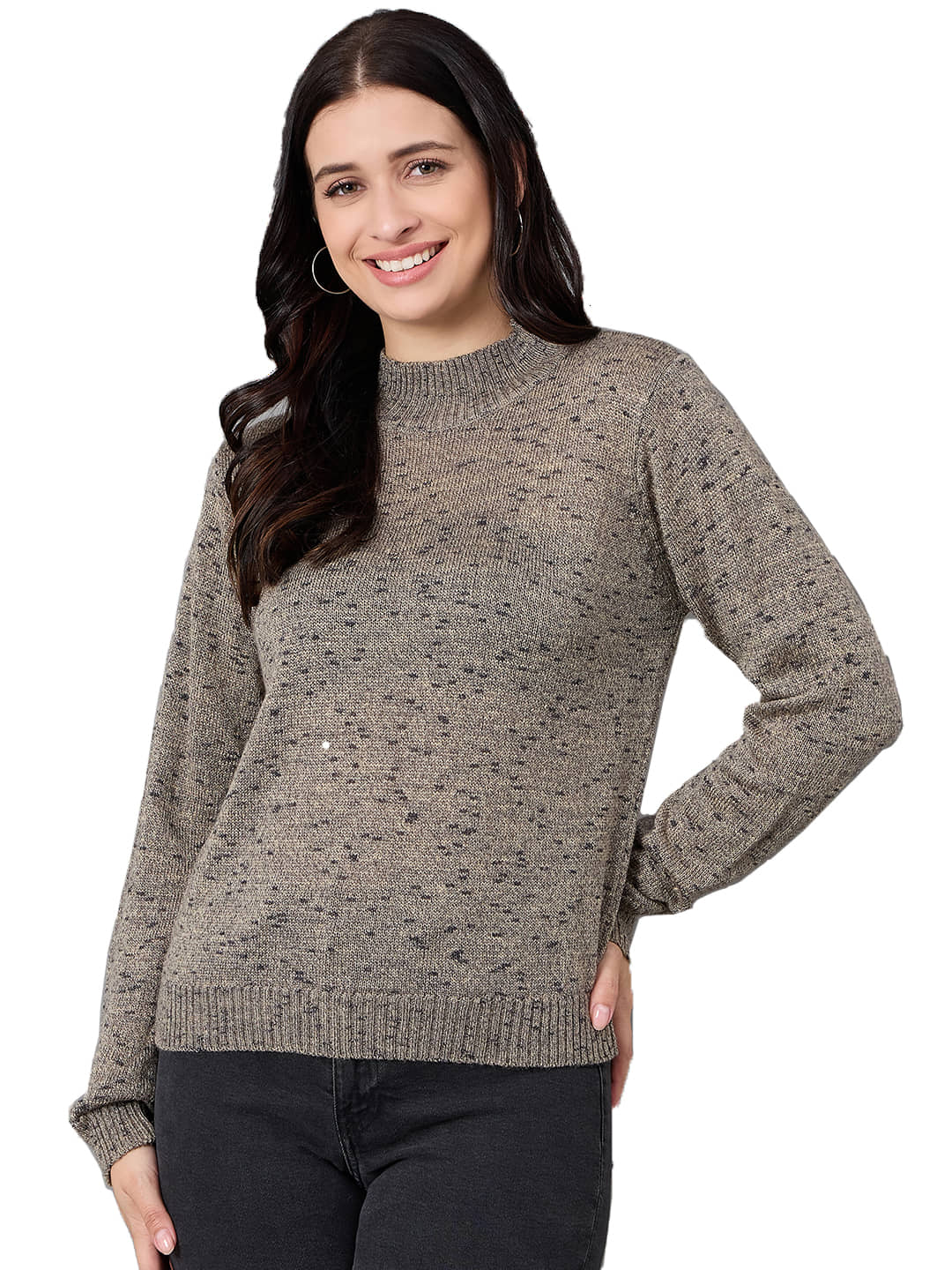 Club York Women Acrylic Round Neck Pullover ( Grey )
