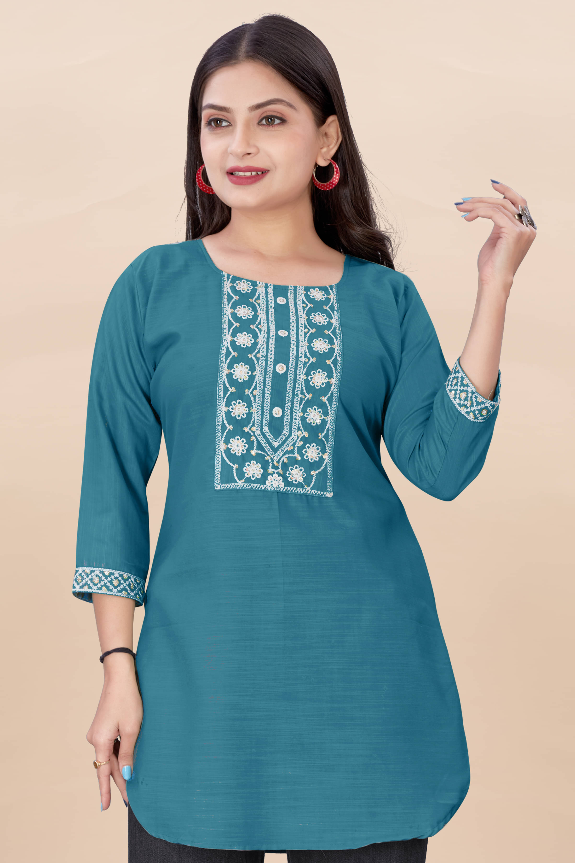     			DHANSHREE TEX Women Viscose Rayon Solid Straight Kurti ( Lime Green )
