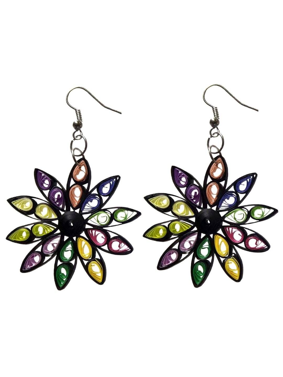     			Designer's Collection Multi Color Drop Earrings ( Pack of 1 )