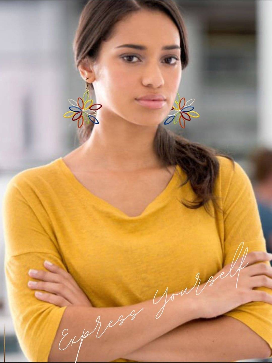     			Designer's Collection Multi Color Drop Earrings ( Pack of 1 )