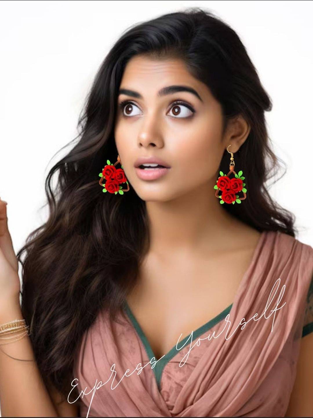     			Designer's Collection Red Drop Earrings ( Pack of 1 )