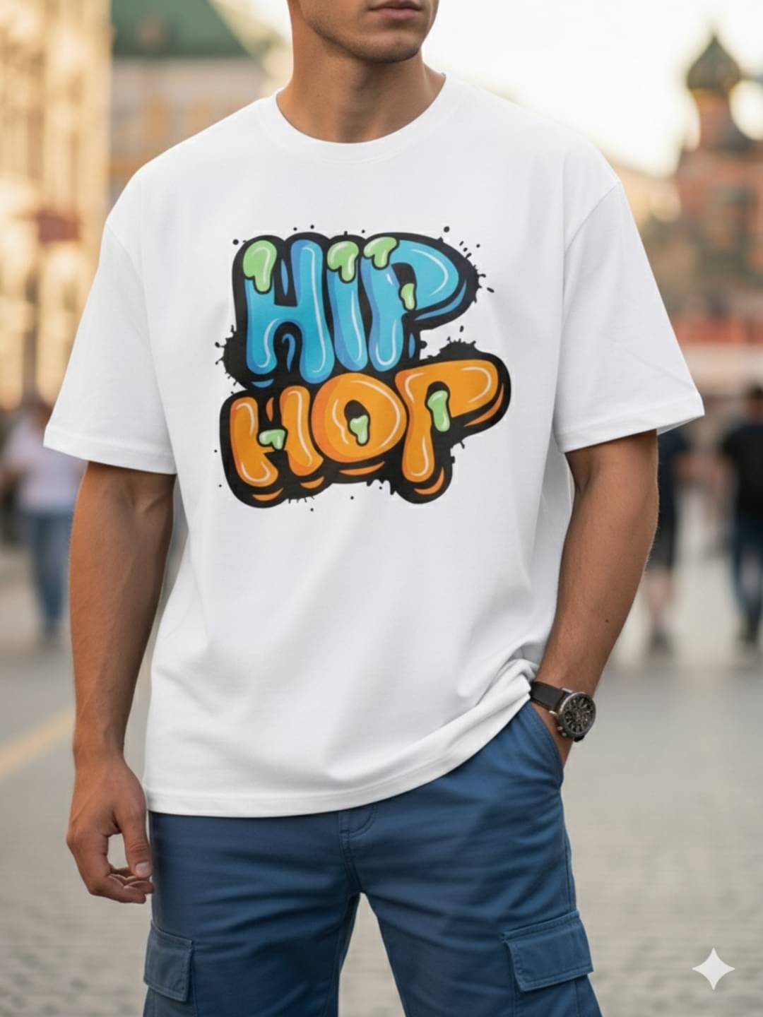ELBATROSS Men Cotton Blend Oversized Fit Printed T-Shirt ( White ) ELBATROSS Men Cotton Blend Oversized Fit Printed T-Shirt ( White )