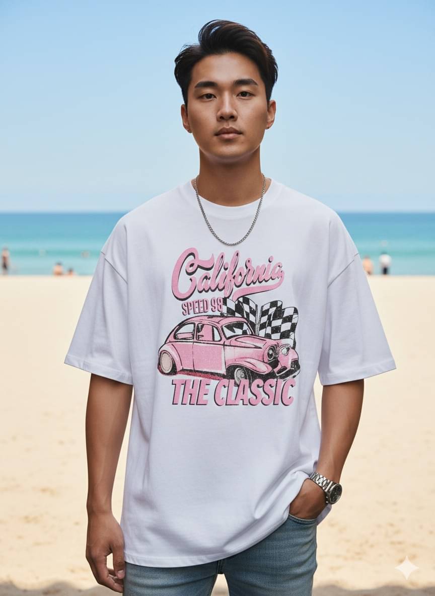 ELBATROSS Men Cotton Blend Oversized Fit Printed T-Shirt ( White ) ELBATROSS Men Cotton Blend Oversized Fit Printed T-Shirt ( White )