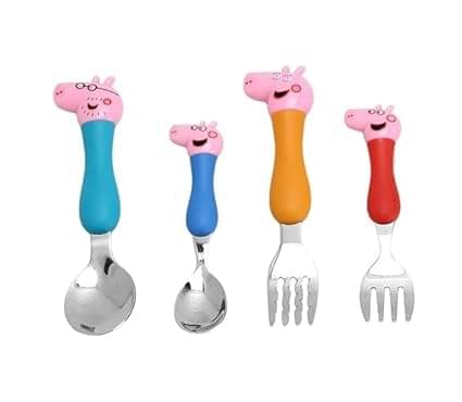     			Freedy Stainless Steel Embossed Baby Spoon Multi Color ( Pack of 4 )