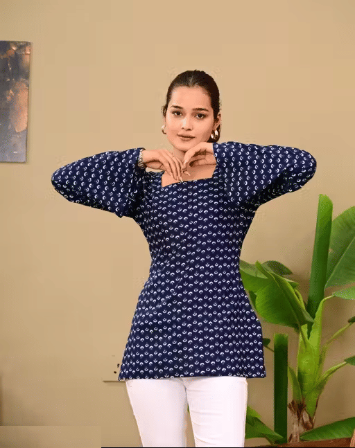     			GENERIC DARSHI ENTERPRISES Women Cotton Printed Straight Kurti ( Dark Blue )