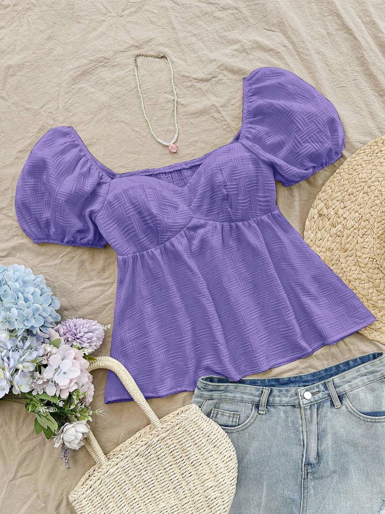 GUSAIJI FASHION Women's Polyester Regular Top ( Lavender )     			GUSAIJI FASHION Women's Polyester Regular Top ( Lavender )