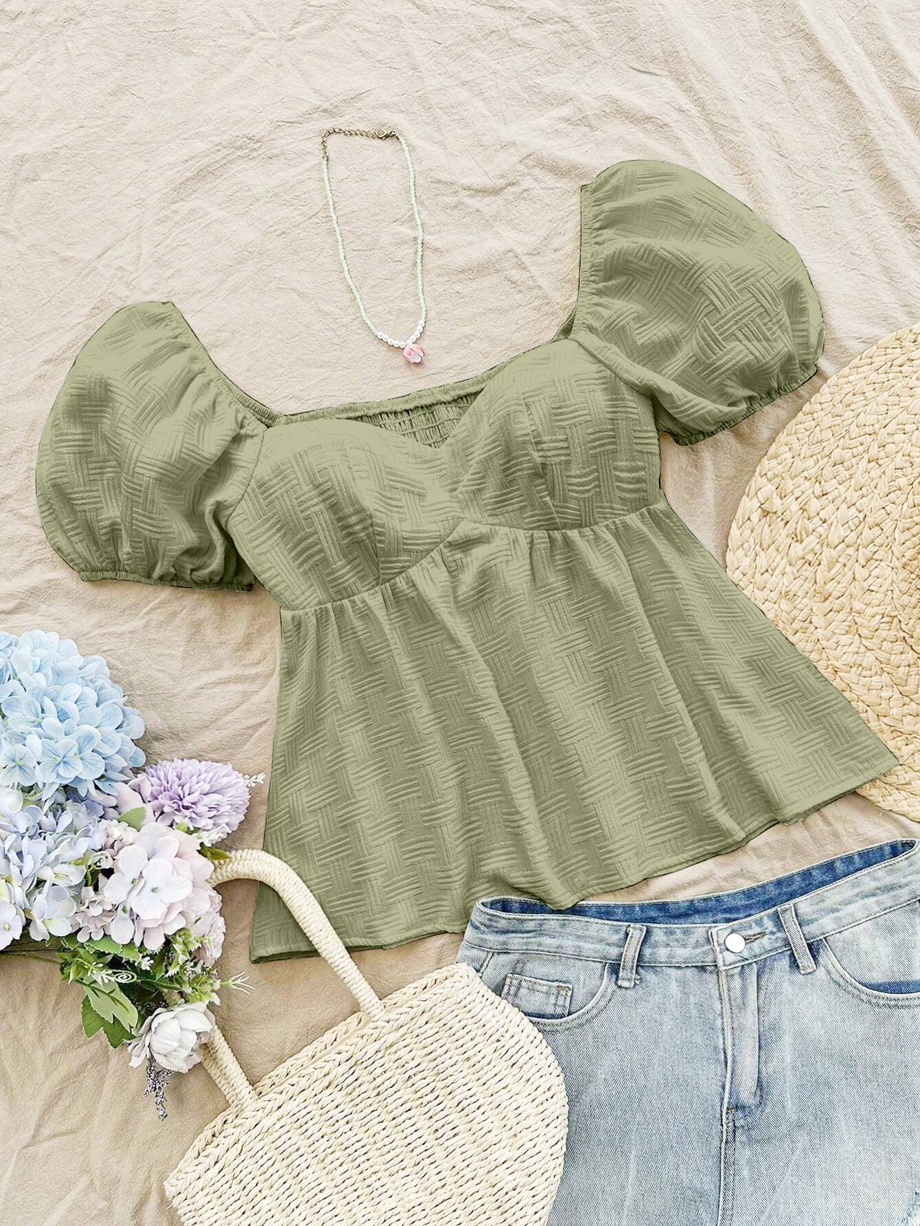 GUSAIJI FASHION Women's Polyester Regular Top ( Green ) GUSAIJI FASHION Women's Polyester Regular Top ( Green )