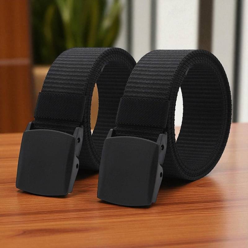 Generic - Black Canvas Men's Casual Belt ( Pack of 2 ) Generic - Black Canvas Men's Casual Belt ( Pack of 2 )