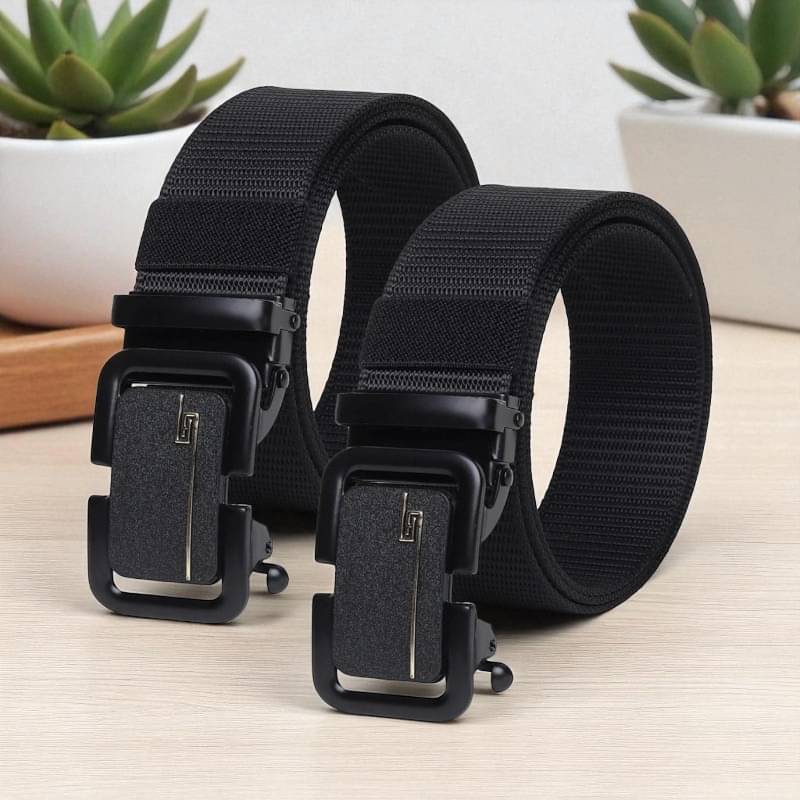 Generic - Black Canvas Men's Casual Belt ( Pack of 2 ) Generic - Black Canvas Men's Casual Belt ( Pack of 2 )