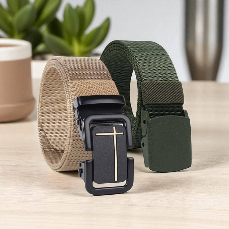     			Generic - Multi Canvas Men's Casual Belt ( Pack of 2 )
