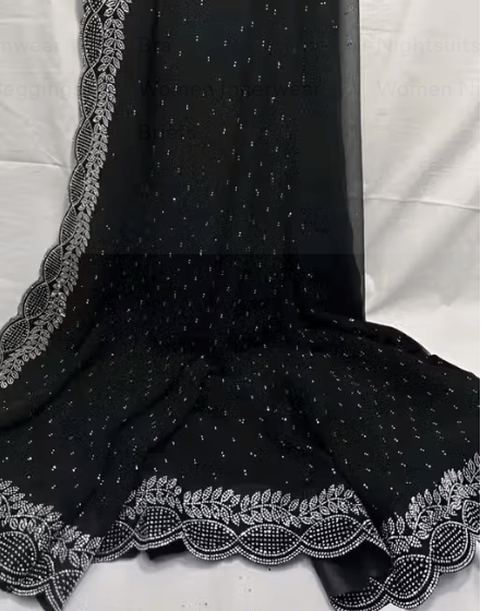     			. Georgette Cut Outs Leheriya Saree With Unstitched Blouse Piece ( Black )