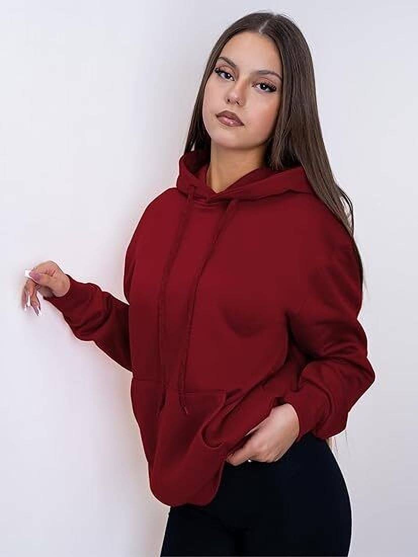     			Greenflair Women Fleece Hooded Sweatshirt For Light Winters ( Maroon )