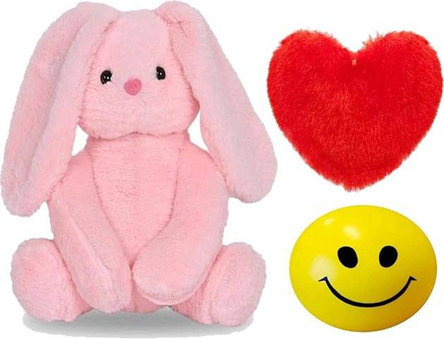     			HELLOBEAR Couple Combo Pink Bunny,Heart ,Smile Ball Stuffed Toy For Couple/Kids Gift  - 35 cm (Pink)