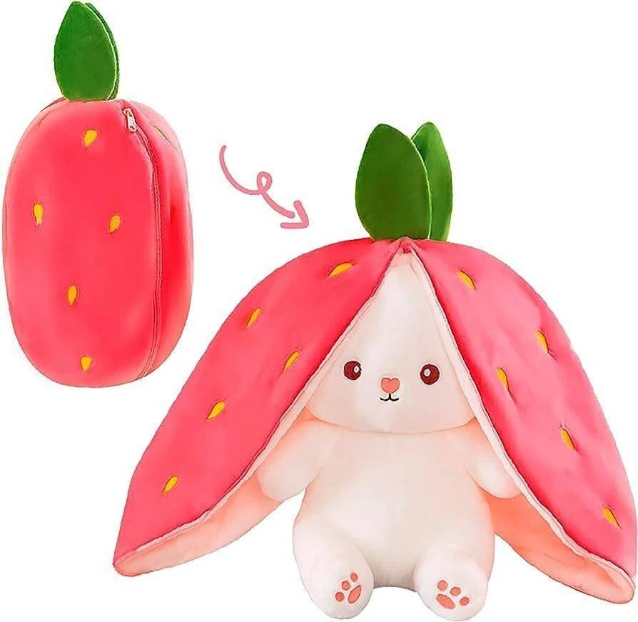     			HELLOBEAR Plush Bunny Toy - Reversible Strawberry Bunny Stuffed Toy  - 35 cm (Pink)