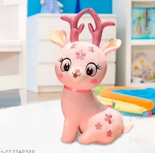    			HELLOBEAR Premium Quality Soft Sitting Deer Stuffed Toy  - 30 cm (Pink)