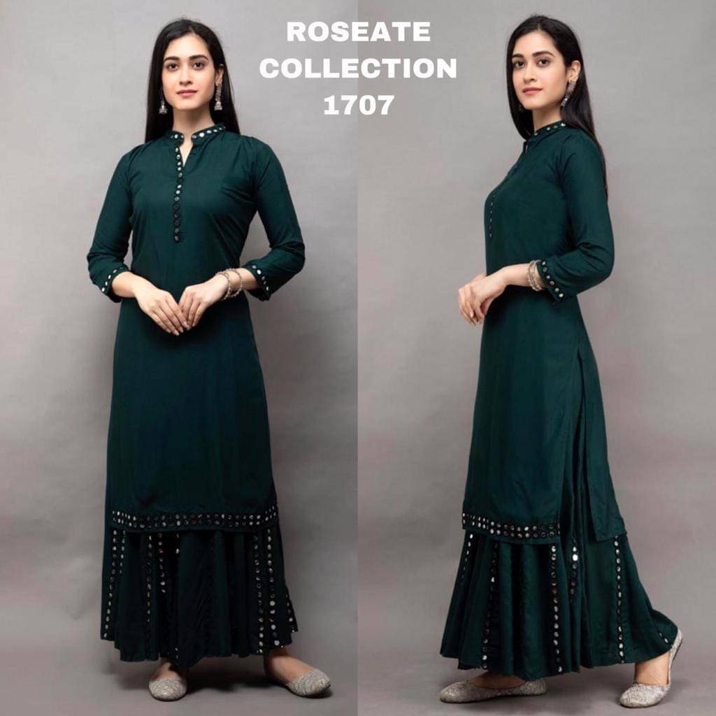 HELWIN DESIGNER Women Rayon Solid Straight Kurti With Pants ( Green ) HELWIN DESIGNER Women Rayon Solid Straight Kurti With Pants ( Green )