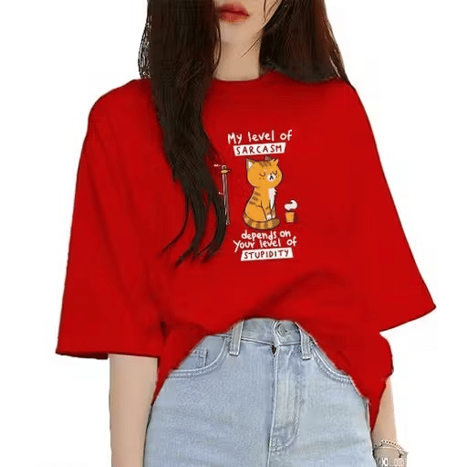 INFIRAX Women Cotton Regular Fit Round Neck T-Shirt ( Red ) INFIRAX Women Cotton Regular Fit Round Neck T-Shirt ( Red )