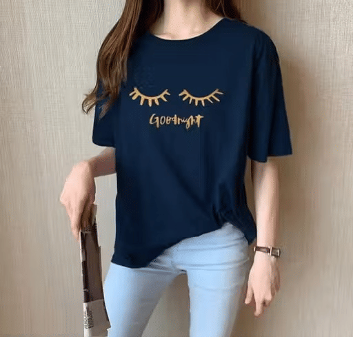 INFIRAX Women Cotton Regular Fit Round Neck T-Shirt ( Navy Blue )     			INFIRAX Women Cotton Regular Fit Round Neck T-Shirt ( Navy Blue )