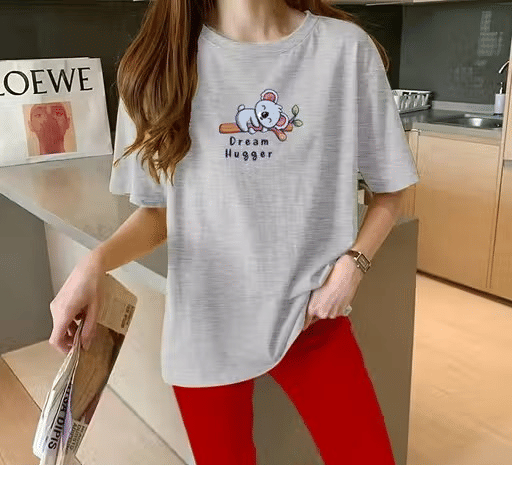 INFIRAX Women Cotton Regular Fit Round Neck T-Shirt ( Grey )     			INFIRAX Women Cotton Regular Fit Round Neck T-Shirt ( Grey )