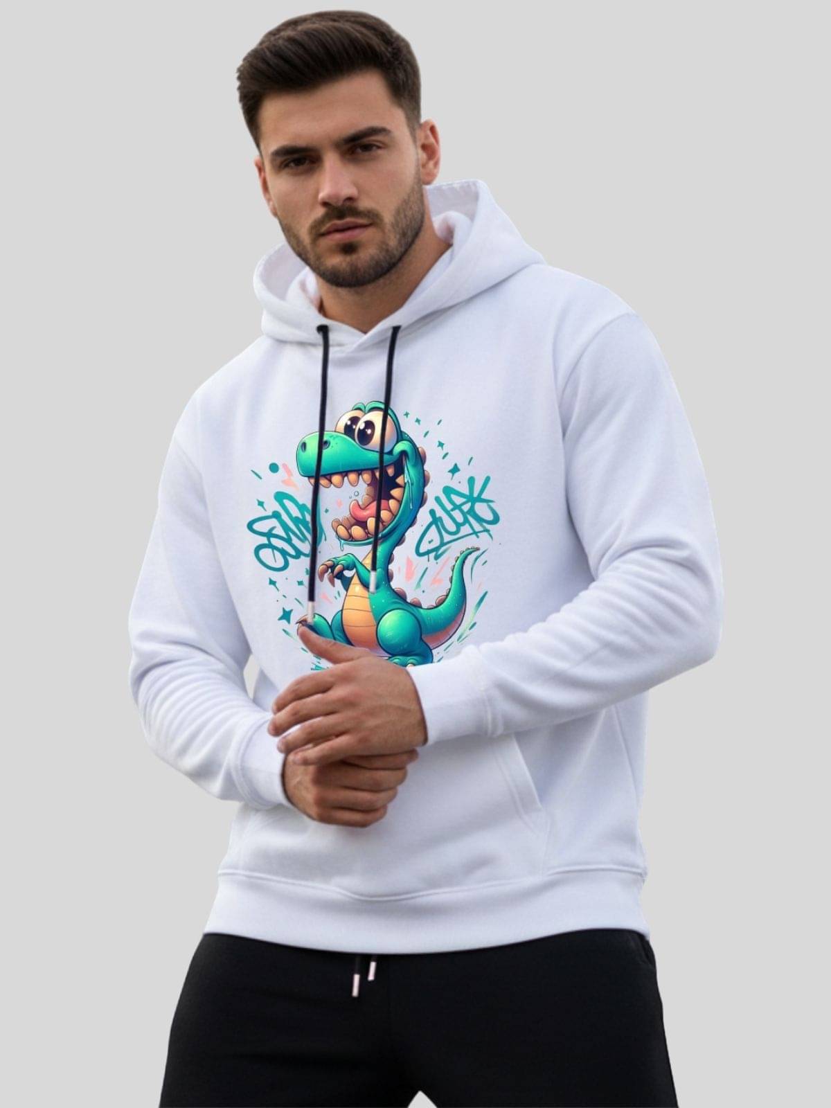     			Kanhuzzz Fleece Hooded Men's Sweatshirt - White ( Pack of 1 )