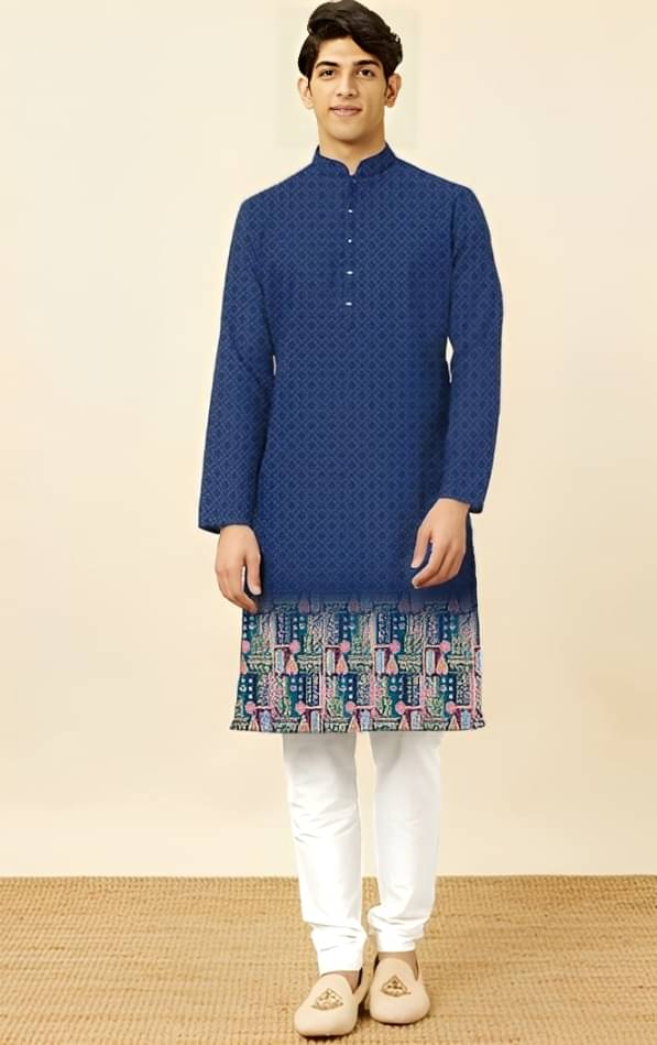 LAXBON Navy Cotton Men's Regular Kurta ( Pack of 1 ) LAXBON Navy Cotton Men's Regular Kurta ( Pack of 1 )