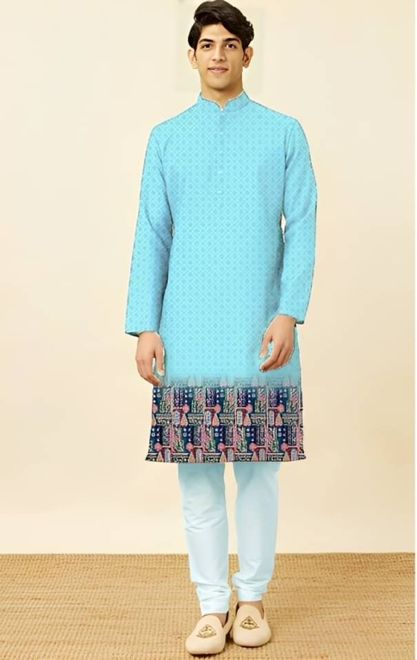 LAXBON Sky Blue Cotton Men's Regular Kurta ( Pack of 1 ) LAXBON Sky Blue Cotton Men's Regular Kurta ( Pack of 1 )