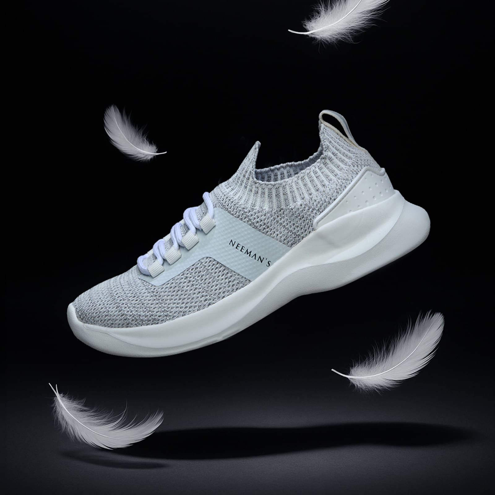     			Neemans White Men's Sneakers