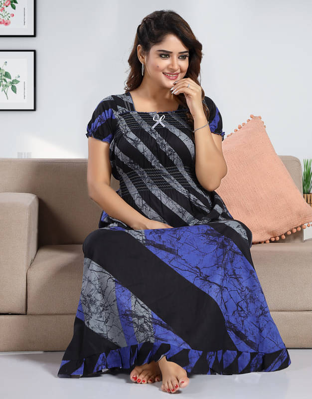 Nighty king Cotton Blend Solid Women Regular Nighty ( Multicolor 1 )     			Nighty king Cotton Blend Solid Women Regular Nighty ( Multicolor 1 )