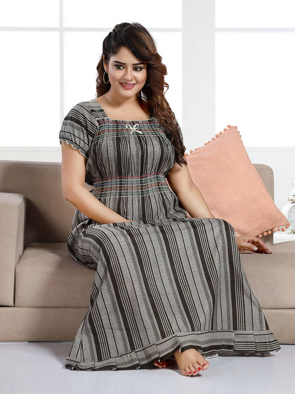 Nighty king Cotton Blend Solid Women Regular Nighty ( Multicolor 1 )     			Nighty king Cotton Blend Solid Women Regular Nighty ( Multicolor 1 )