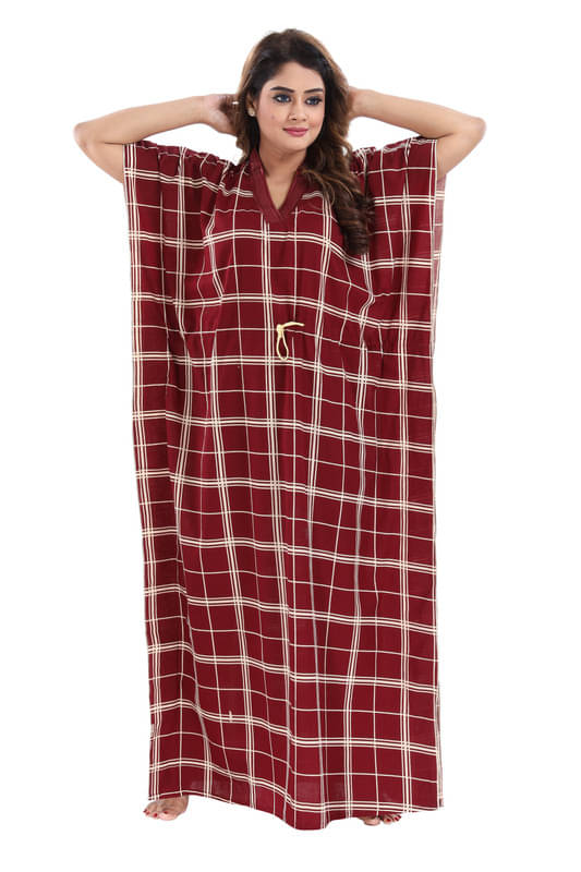     			Nighty king Cotton Blend Solid Women Regular Nighty ( Multicolor 1 )