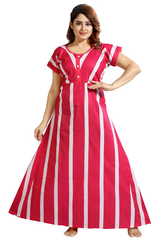     			Nighty king Cotton Blend Solid Women Regular Nighty ( Multicolor 1 )