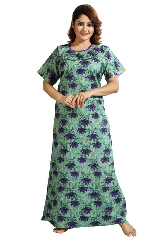 Nighty king Cotton Blend Solid Women Regular Nighty ( Multicolor 1 )     			Nighty king Cotton Blend Solid Women Regular Nighty ( Multicolor 1 )