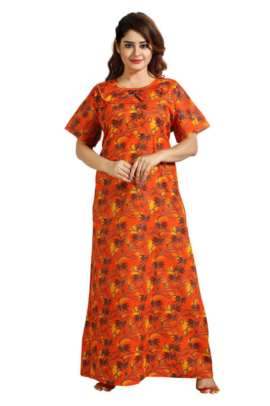     			Nighty king Cotton Blend Solid Women Regular Nighty ( Multicolor 1 )