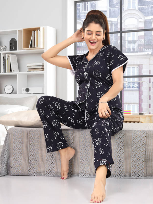     			Nighty king Cotton Blend Solid Women Regular Nighty ( Multicolor 1 )