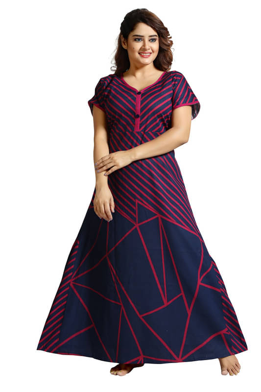 Nighty king Cotton Blend Solid Women Regular Nighty ( Multicolor 1 )     			Nighty king Cotton Blend Solid Women Regular Nighty ( Multicolor 1 )