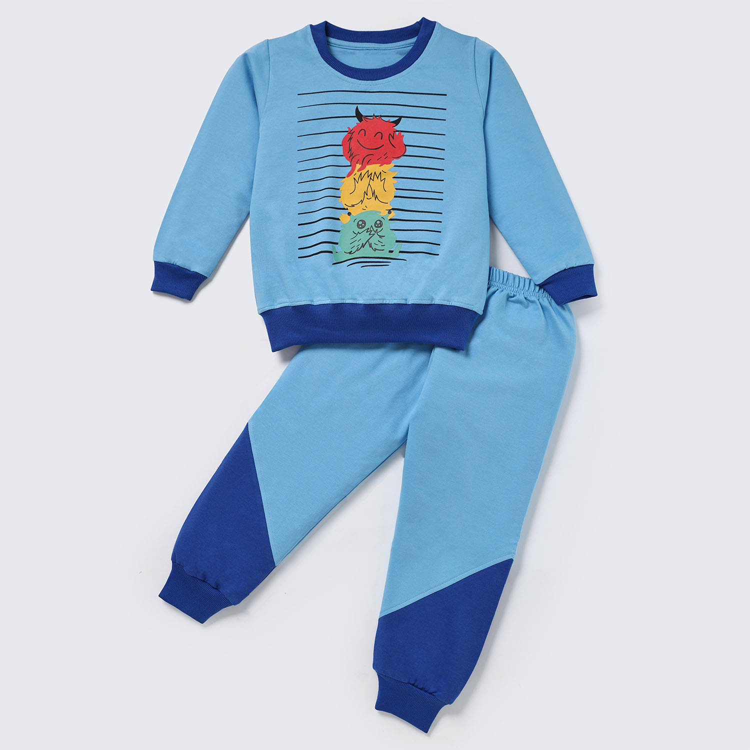     			Nite Flite Pack of 1 Girls Cotton Nightsuit Set ( Dark Blue )