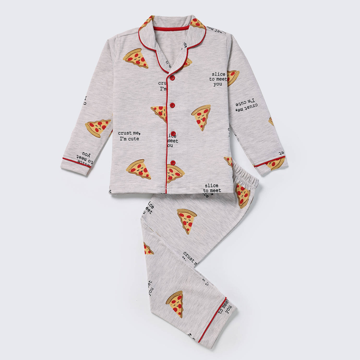     			Nite Flite Pack of 1 Girls Cotton Nightsuit Set ( Grey )